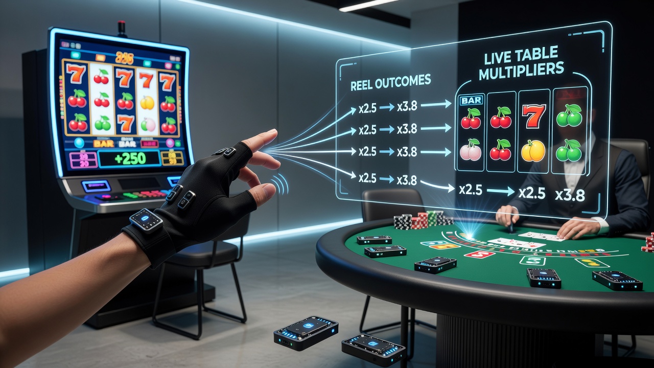 Bewegungsdaten von Beschleunigungssensoren steuern Multiplikatoren zwischen Slots und Live-Tischen