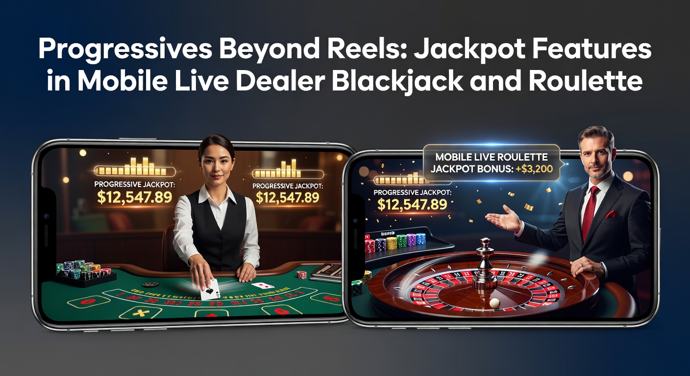 Live-Dealer am Blackjack-Tisch mit progressivem Jackpot-Anzeiger auf einem Smartphone-Bildschirm