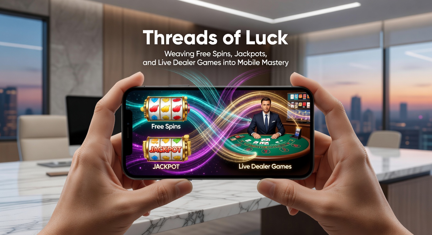 Dynamische Szene mit einem Jackpot-Explosion auf einem Handy-Bildschirm, umgeben von Free-Spin-Symbolen und einem Live-Dealer, der Karten austeilt – verkörpert die mobile Integration von Spannung und Interaktion