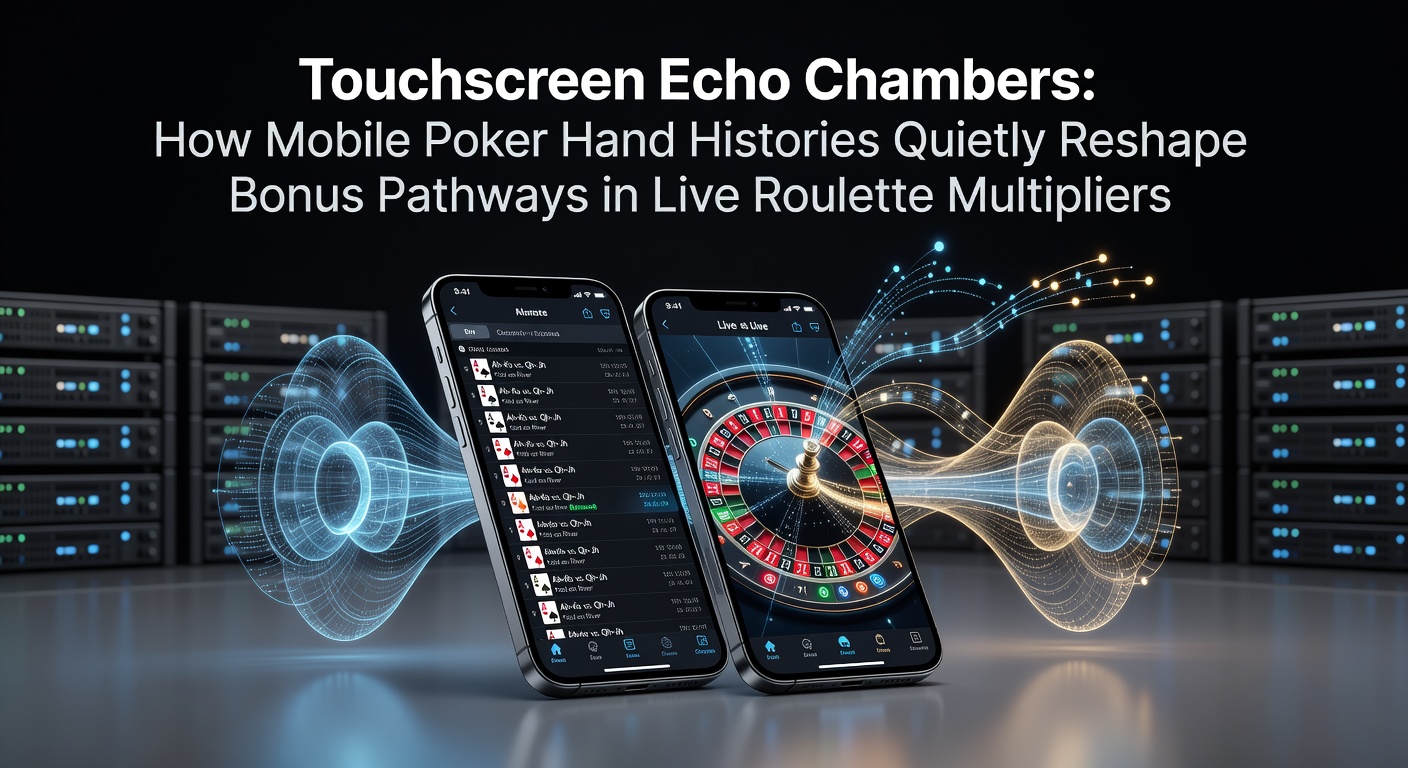 Mobile Geräte zeigen Poker-Handhistorien und Roulette-Multiplikatoren in einem Casino-App-Interface